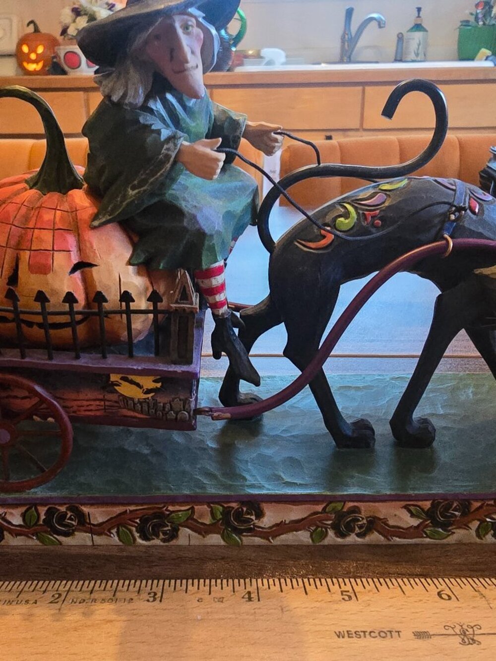 Jimmy Shore Halloween Witch and Cat Pumpkin Cart
